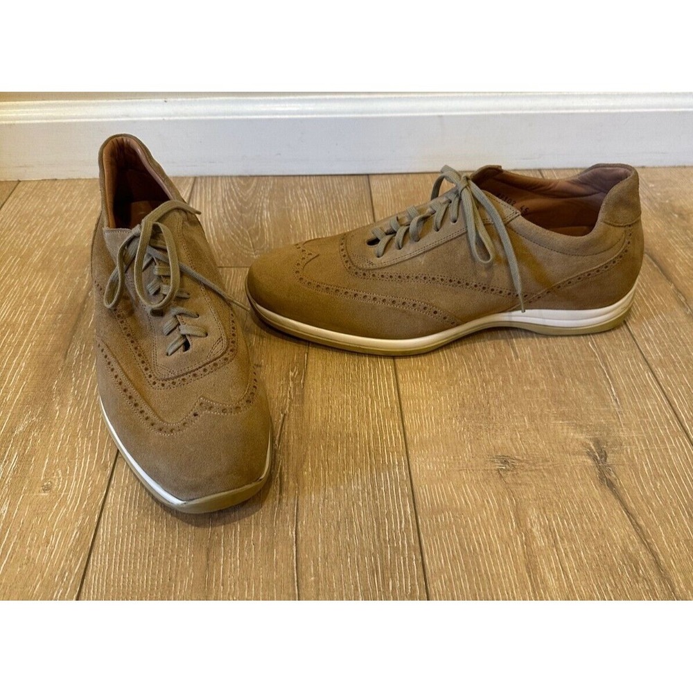 Franceschetti Mens‎ Suede Oxford Sneakers Laced Light Tan Made in Italy Size 45